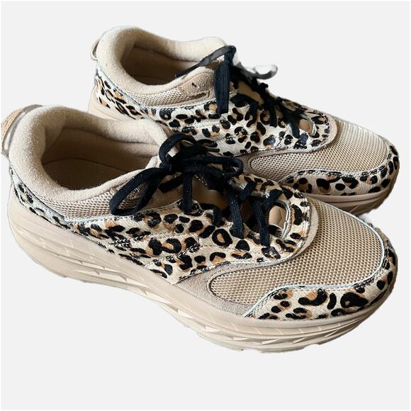 HOKA Engineered Garments x Bondi L Leopard Lace Up Sneaker Mens 10.5 Womens 11.5 - Picture 2 of 8